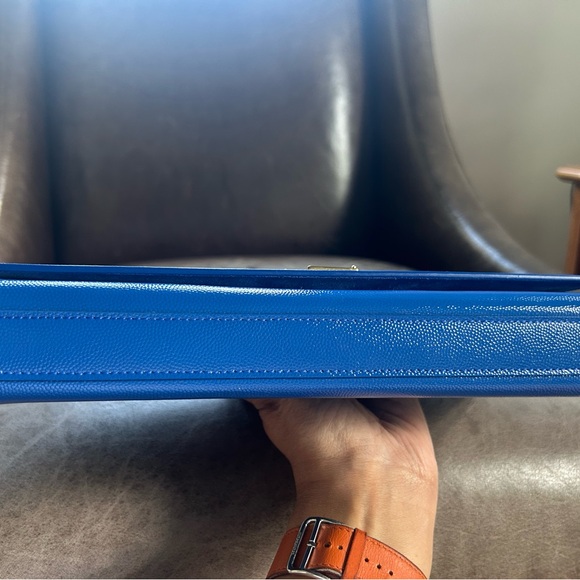 Saint Laurent Blue Leather Clutch with Gold Hardware - Picture 6 of 11